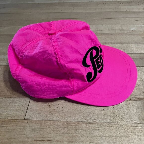 Pepsi Cola Mens Vintage Nylon 90s Snapback Hip Hop Cap Hat OS Pink Hot SP EXC - Picture 3 of 9
